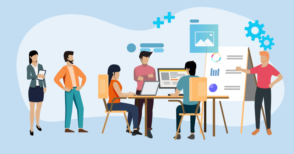 An illustration of advertisers creating ad campaigns