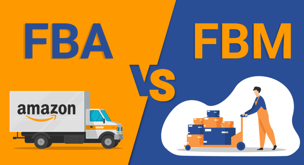 An illustration showing a comparison between Amazon FBA and Amazon FBM