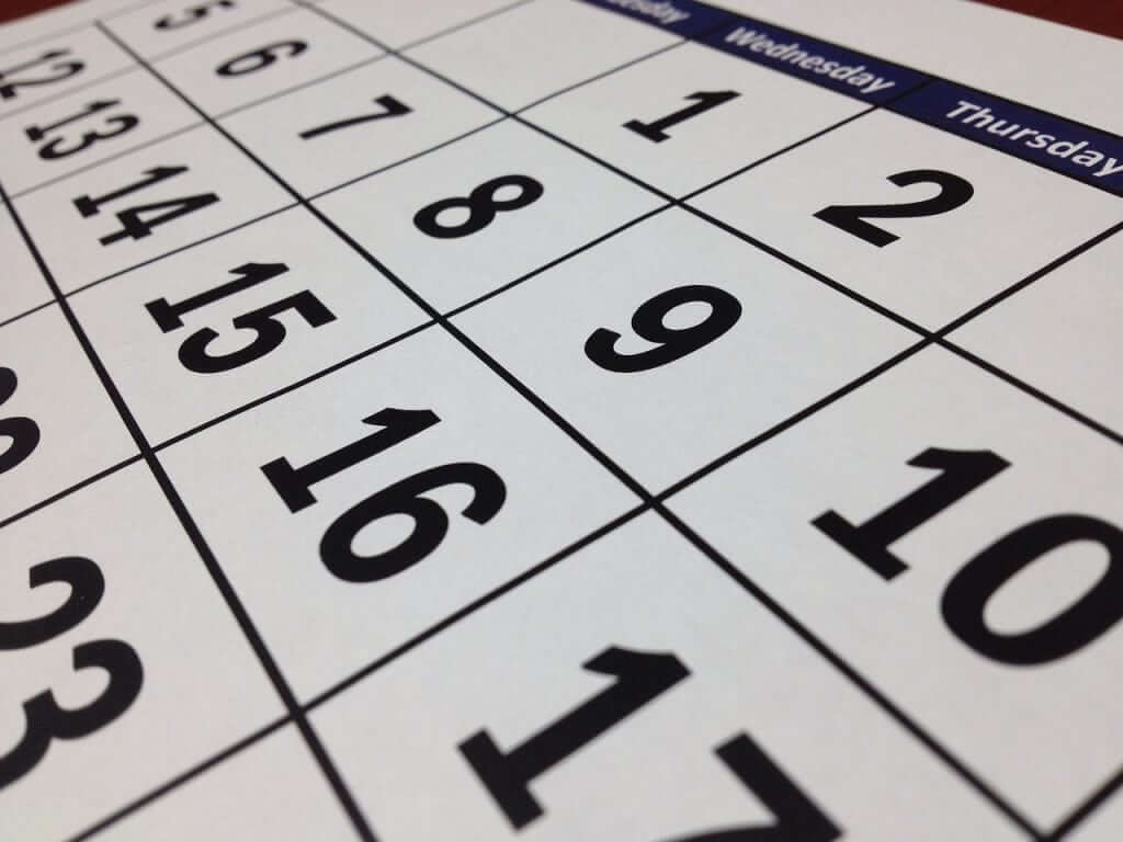 A close-up image of a calendar