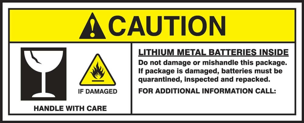 An image showing a hazard warning of a lithium metal battery component 